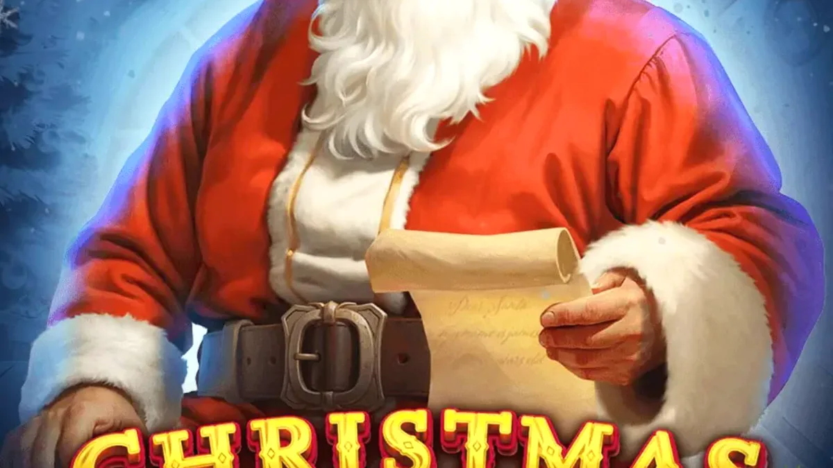 Tampilan visual slot Christmas Workshop dengan tema Natal yang ceria